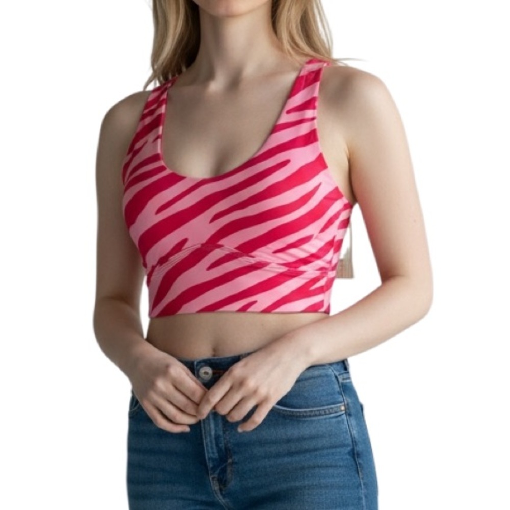 Revolve Wilo the Label Zebra Print Crop Tank Top Pink